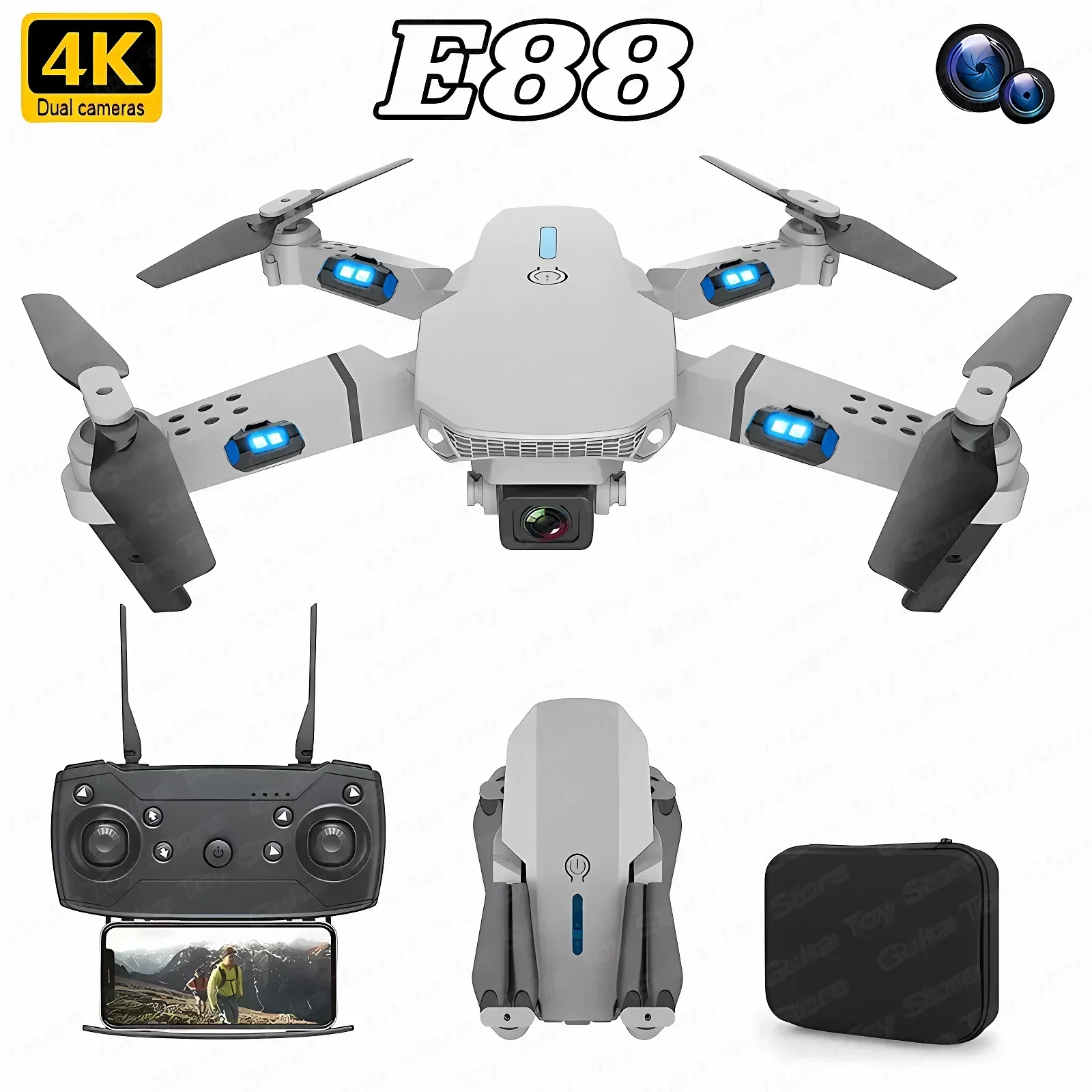 Drone Rc With Screen - E88 Pro WIFI FPV Drone grandangolare